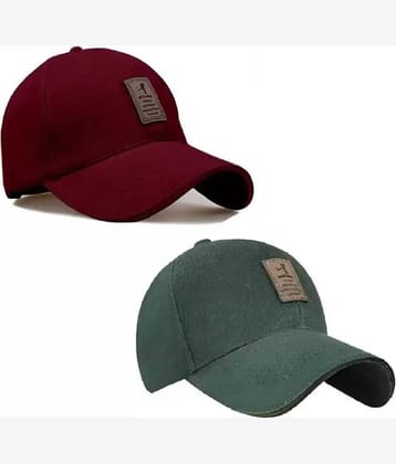 Alamos Pack of 2 cotton Men's Cap ( Maroon )