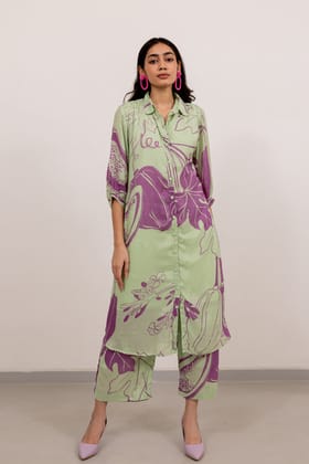 Mint Purple Papeeta Kurta Set-S