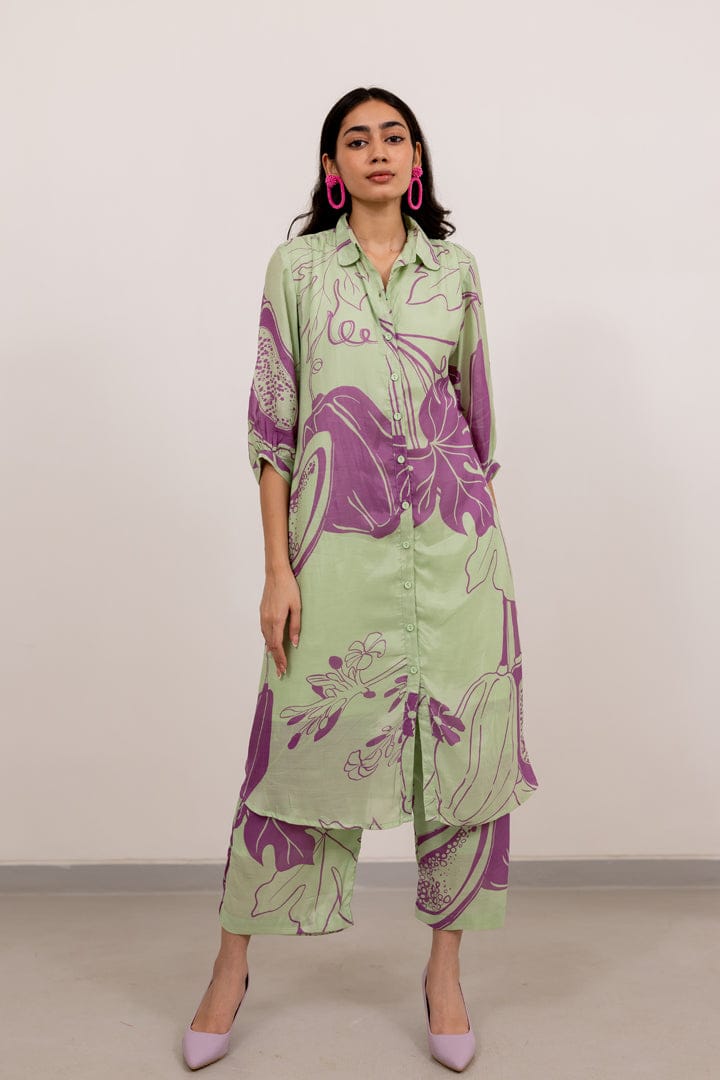 Mint Purple Papeeta Kurta Set-S