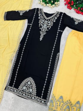 Beautiful Party Wear Top Plazzo And Dupatta With Coding Sequence Work