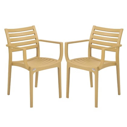 Supreme Furniture Empire Plastic with-Arm Chair Suitable for Home, Office, Garden, Living Room, Cafeteria, Restaurant, Hotel, Resort, Indoor & Outdoor