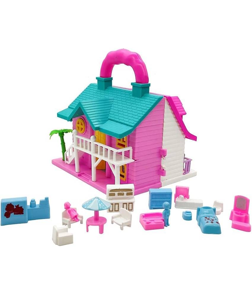 Dollhouse for Girls 2 Room Set Funny Doll House Play Set for Girls and Kids with Openable Door with Furniture Dollhouse