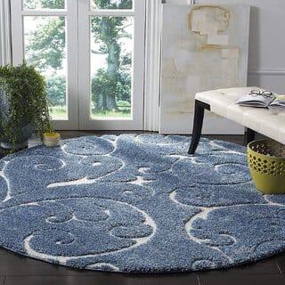 GALLERY HOME Silky Smooth Anti-Skid Shaggy Round Carpet with 2 inch Thickness (8x 8 Round, Blue T1) GALLERY HOME Silky Smooth Anti-Skid Shaggy Round Carpet with 2 inch Thickness (8x 8 Round, Blue T1)