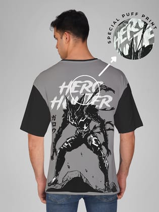 Garou Hero Hunter Oversized T-Shirt-Steel Grey / S