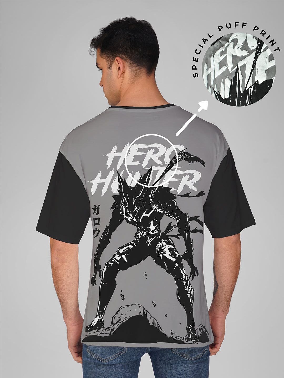 Garou Hero Hunter Oversized T-Shirt-Steel Grey / S