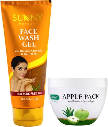 SUNNY HERBALS Apple Pack 150 gm and Tea Tree Oil Face Wash 110 mL