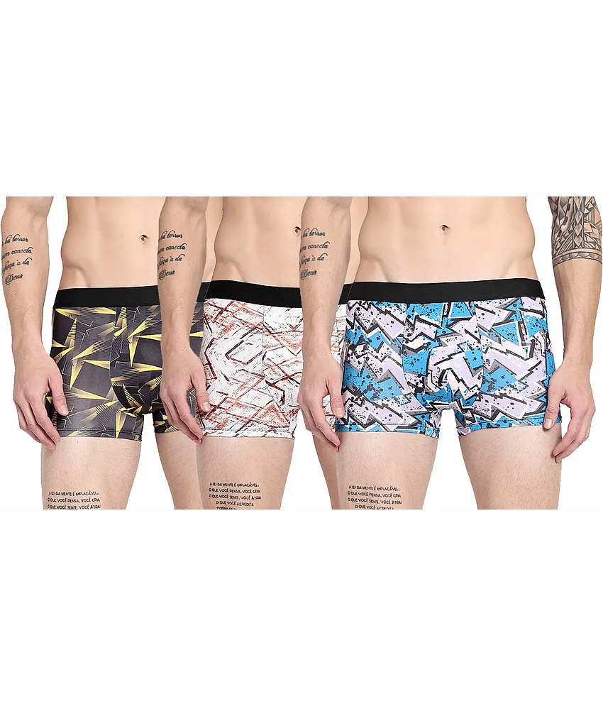PUSHPADANT FASHION WEAR Pack of 3 Nylon Trunks For Men's ( Multicolor )