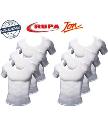 Rupa White Half Sleeve Vests Pack of 6