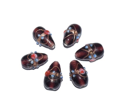Wedding Cake Beads (Vintage) Handmade Lampwork Glass Beads (Teardrop), VGM-100-Per Packet 25 Pcs / 18X14 MM / Dark Maroon