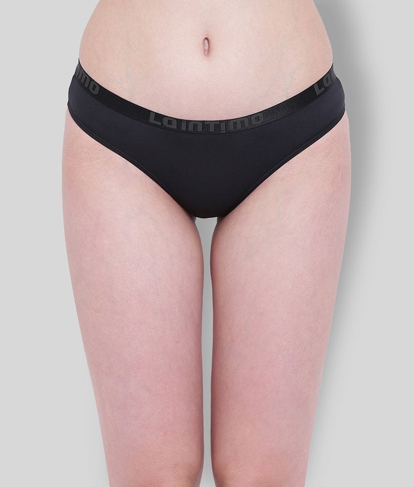 La Intimo - Black Nylon Solid Women's Bikini ( Pack of 1 ) - L