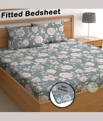 CG HOMES Microfibre 1 Double Fitted Bedsheet with 2 Pillow Covers ( 220 cm x 220 cm ) , Gray
