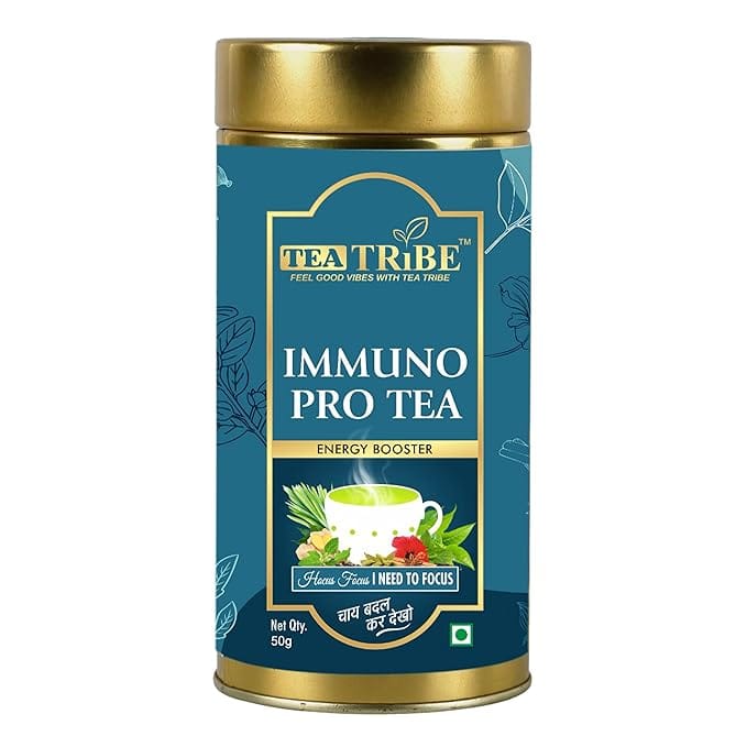 TEA TRIBE Herbal Tea Immuno Pro Blue Herbal Loose Leaf Tea 50 Gm Pack with Plant-Based Ingredients for Brewing and Extraction