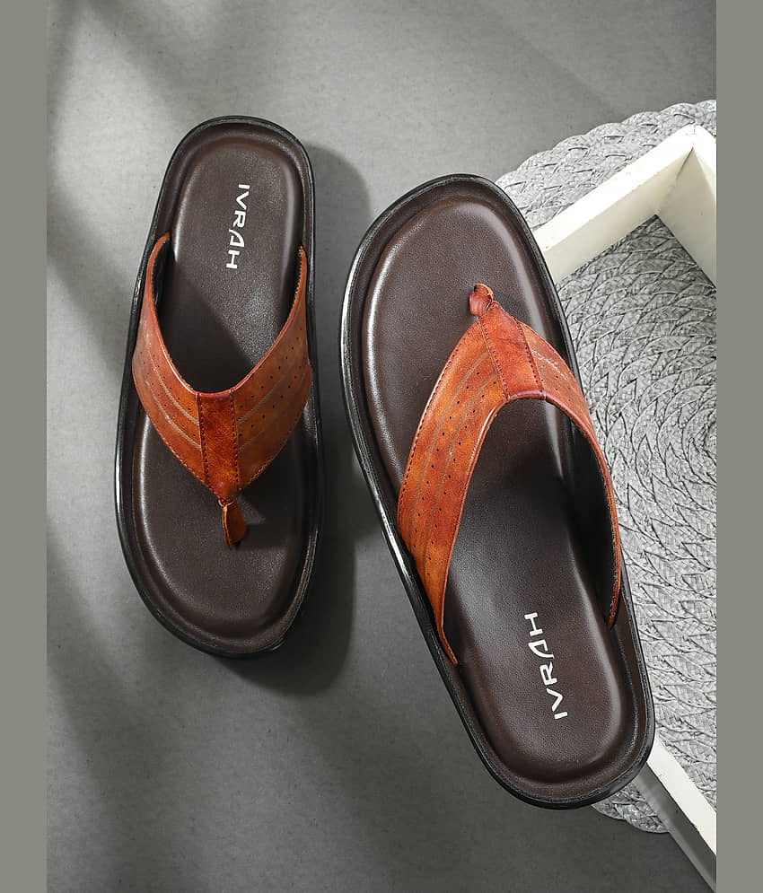 IVRAH Tan Men's Thong Flip Flop