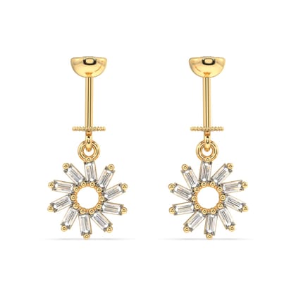 baguette rays - helix hanging - 14k gold plated-Screw attachment