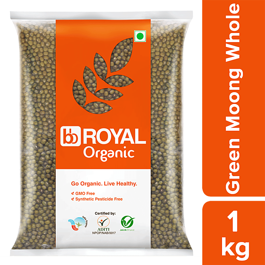 BB Royal Organic - Green Moong/Hesaru Kaalu, Whole, 1 kg
