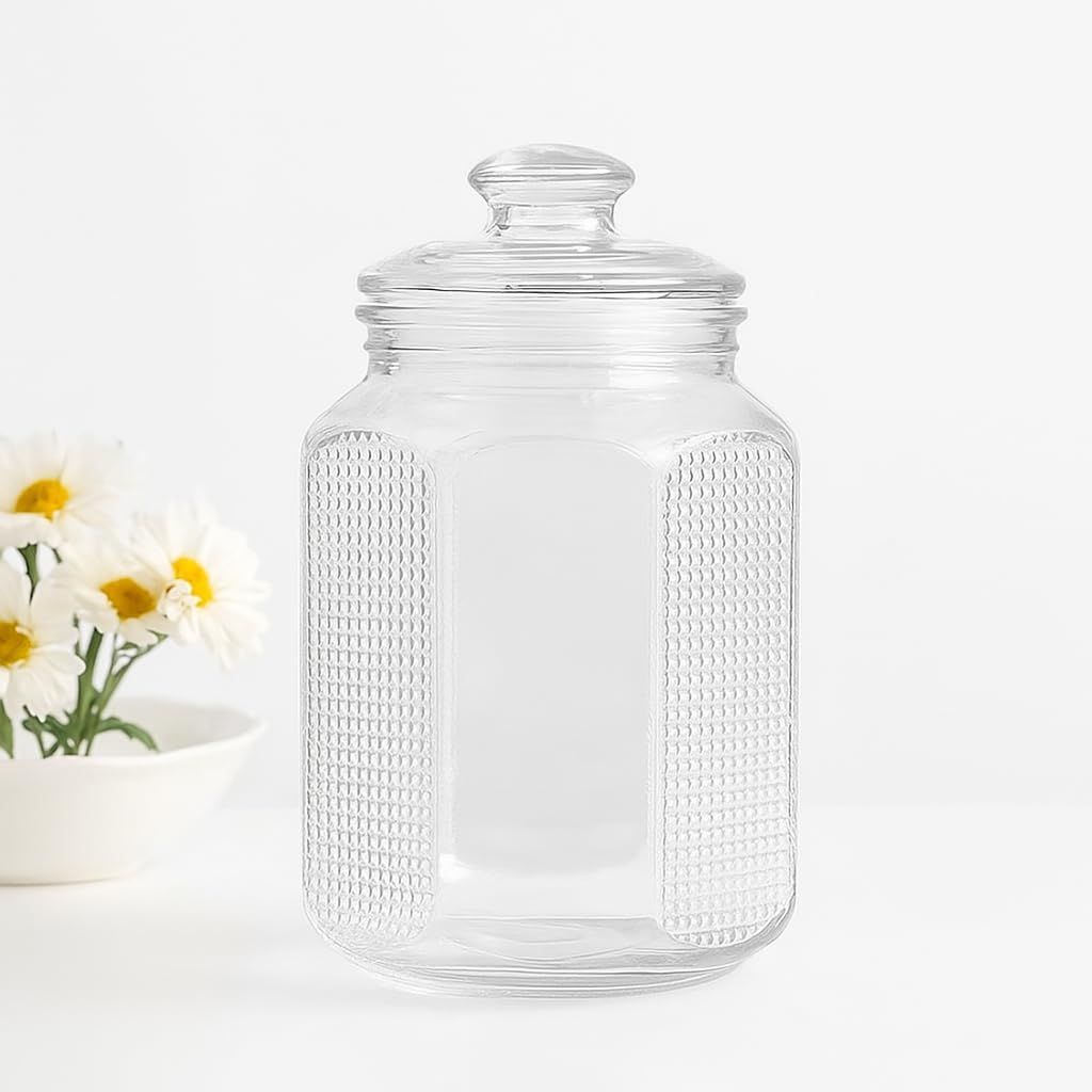 glass container jar with lid | 2.2 Littre | Big Size Pop jar | Kitchen Storage Food Containers For Storing Spices, Jam, Honey, Aachar, Sugar, Coffee, Dried Masala