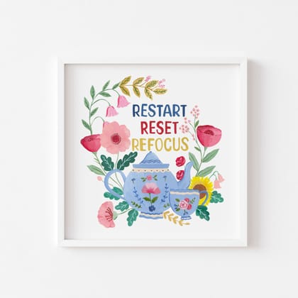 Restart Reset Refocus Wall Art Frame (Table Top Mount)-White