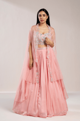 BABY PINK CAPE AND SKIRT SET-XS
