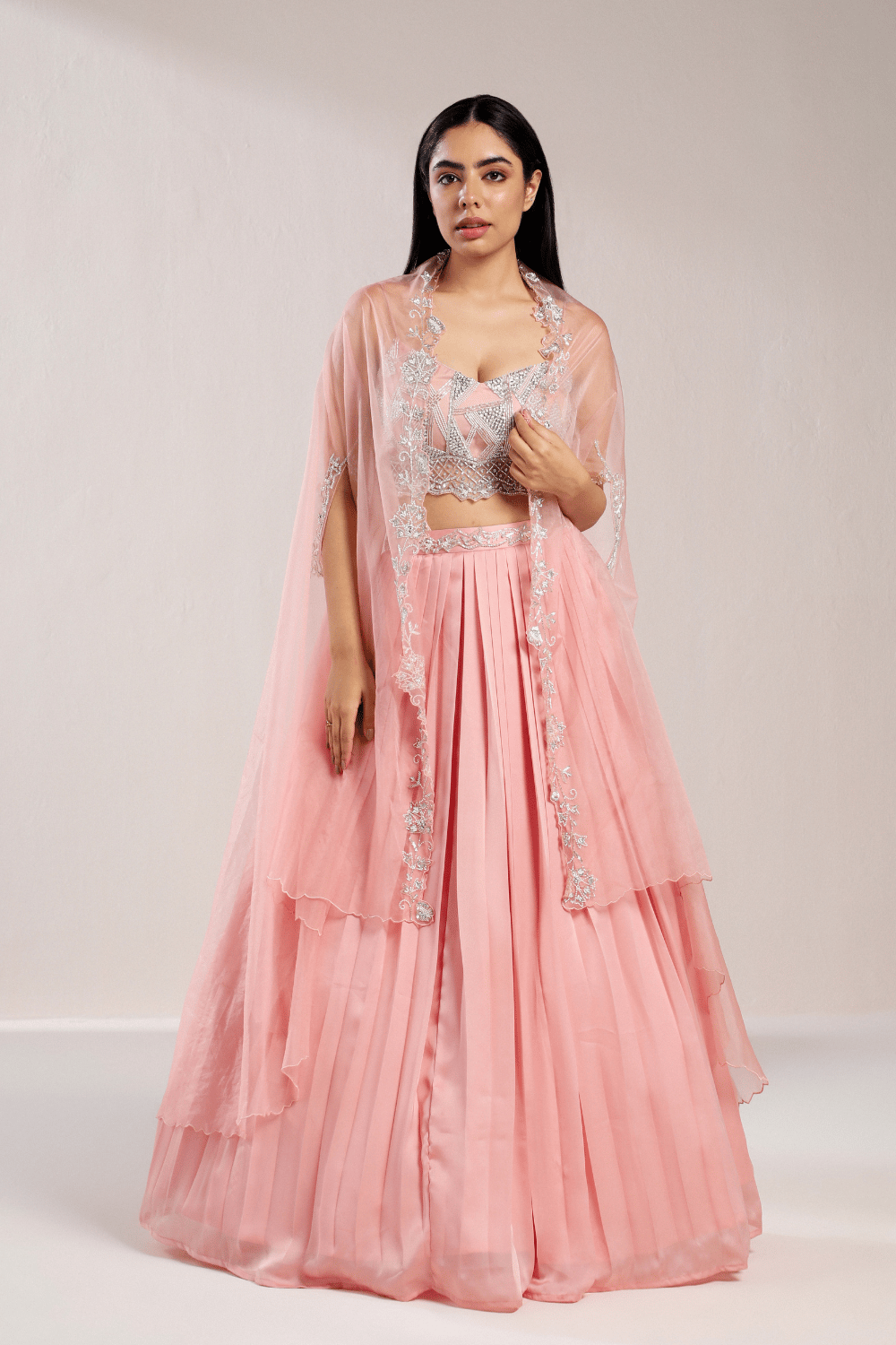 BABY PINK CAPE AND SKIRT SET-XS