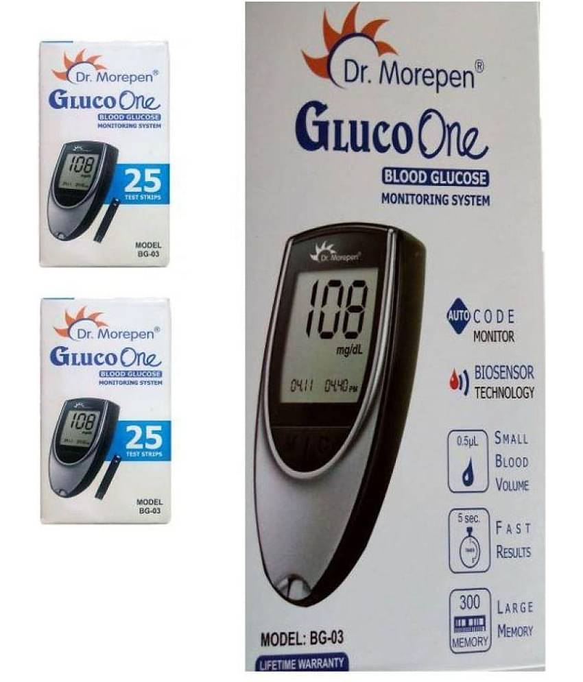 Glucometer Dr. Morepen BG03 Glucometer with 50(25x2) Test Strips Expiry March 2024