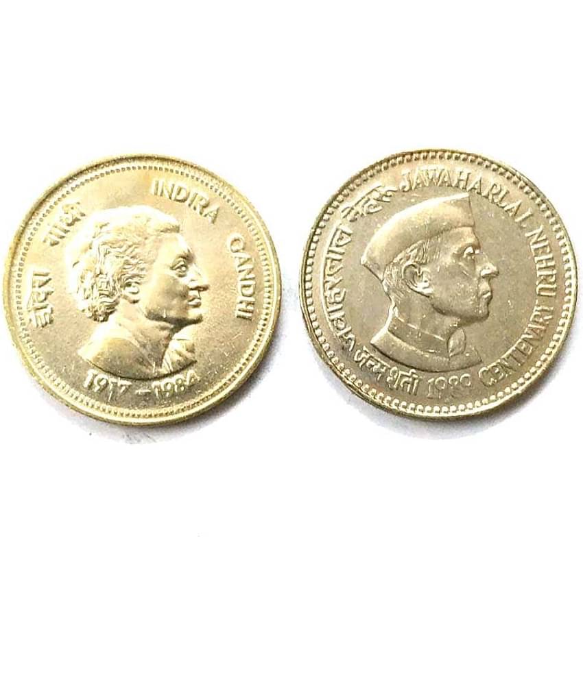 gooddayindia - 5 Rupees Big Coin Indra Gandhi or Nehru Ji ( 2 Numismatic Coins