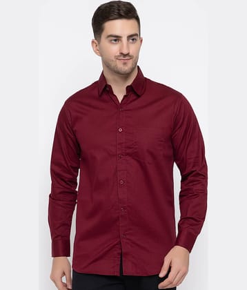 MODERNITY Cotton Blend Regular Fit Solids Full Sleeves Men's Casual Shirt - Maroon ( Pack of 1 )