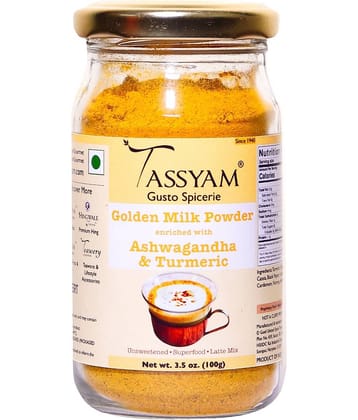 Tassyam Ashwagandha Turmeric Golden Milk Latte (unsweetened) Powder 100 gm