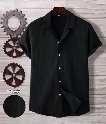Black Elegance: Casual Wear Seersucker Shirt for Men by GlamaStitch-S