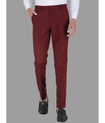 Playerz - Maroon Polycotton Slim - Fit Men's Formal Pants ( Pack of 1 )