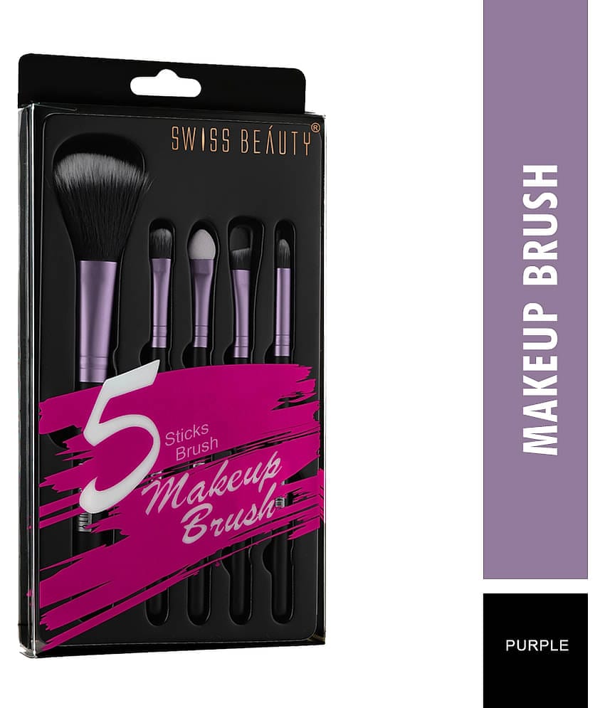 Swiss Beauty Professional Eye & Face Brush Set (Purple), 5pcs