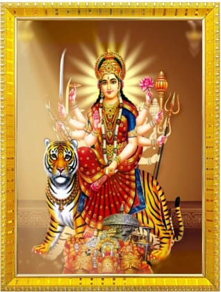 NOKKES Sherawali maa veshno maa durga maa photo Golden 5X7 Inch Photo Frame_AQW16