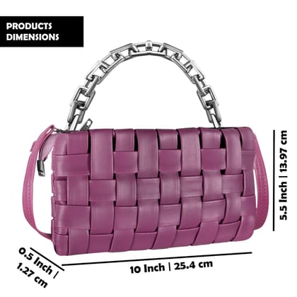 Purple Designer Faux Leather Handbag For Women And Girls HB32