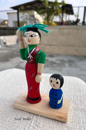 Handcrafted GI TAGGED Channapatna Wooden Mother & Child