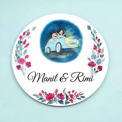 Couple in Car - Handpainted Personalised Nameplate