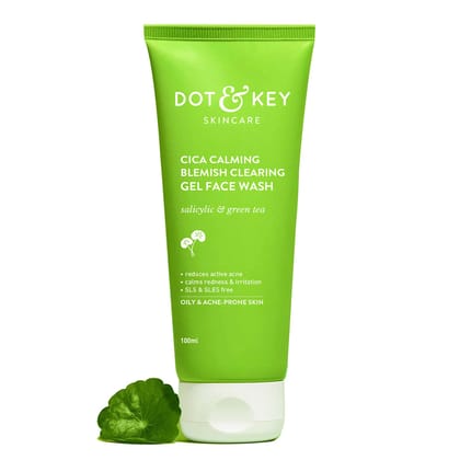 Dot & Key CICA Face Wash for Acne Prone Skin, 2% Salicylic Acid with Green Tea | For Oily & Sensitive Skin | Sulphate Free for Men & Women | Oil Control Face Wash with Zinc | 100ml Dot & Key CICA Face Wash for Acne Prone Skin, 2% Salicylic Acid with Gree