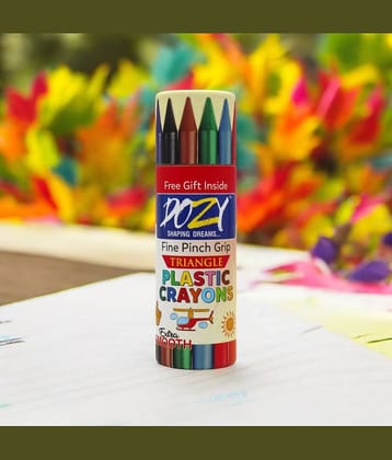 DOZY Triangle Plastic Crayons Colours – 12 Vibrant Colours