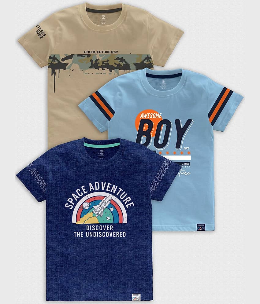 CODEZ Pack of 3 Boys Cotton Blend T-Shirt ( Multicolor )
