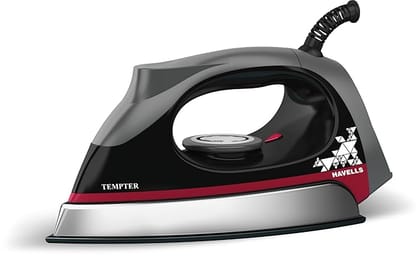 Havells Abs Tempter 1000 Watts Dry Iron Press With Greblon E2 Grade Non-Stick Coated Sole Plate Aerodynamic Design With Shock Proof Front 2 Year Warranty