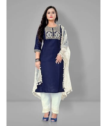 Lerkiza - Blue Straight Cotton Women's Stitched Salwar Suit ( Pack of 1 )