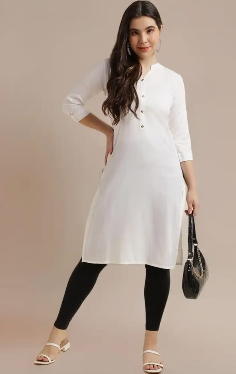 Reyon Plain Solid Kurti