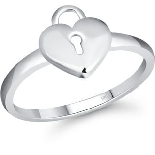 Vighnaharta Stylish Lock Heart Ring CZ Rhodium Plated Alloy Ring for Women and Girls [VFJ1629FRR7]