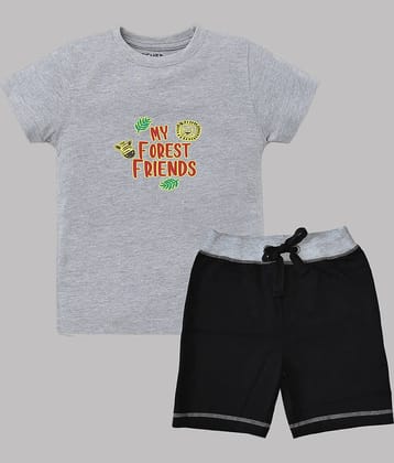 ETCHED DESIGN Pack of 1 Boys Cotton T-Shirt & Shorts Set ( Multicolor )