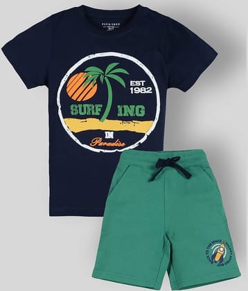 PLUM TREE Pack of 1 Boys Cotton T-Shirt & Shorts Set ( Orange )
