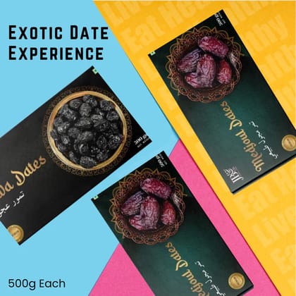 Exotic Dates Duo | Ajwa & Medjoul | Pack of 500gm X 2