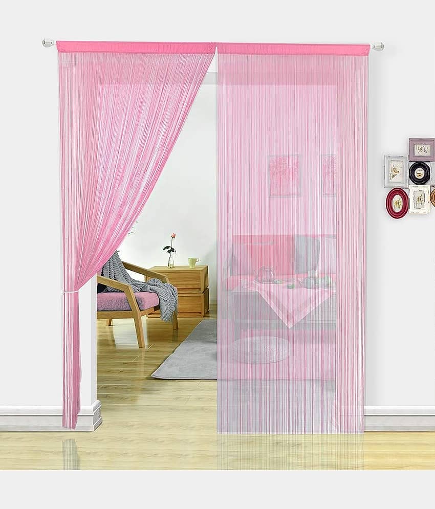YUTIRITI Set of 2 Door Ring Rod Polyester Curtains Light Pink