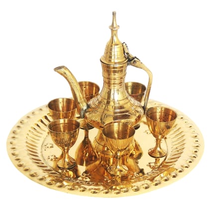 Brass Miniature Wine Set Toy | Vintage Collectible Kids Playing Set, Height : 4.4 Inch (ZMAS247 A)