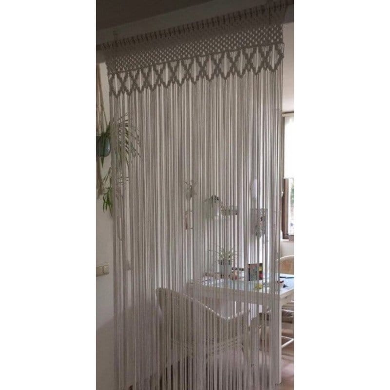 Handmade Macrame White Curtain (8 Feet X 4 Feet)