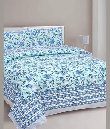 Bombay Spreads Cotton 1 Double King Bedsheet with 2 Pillow Covers ( Blue )