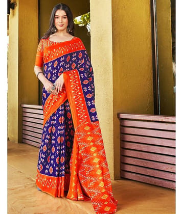 Samah Cotton Printed Ready to Wear Saree With Unstitched Blouse Piece ( Teal )