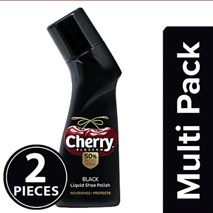 Cherry Blossom Liquid Shoe Polish - Black, 75 ml (Pack of 2)